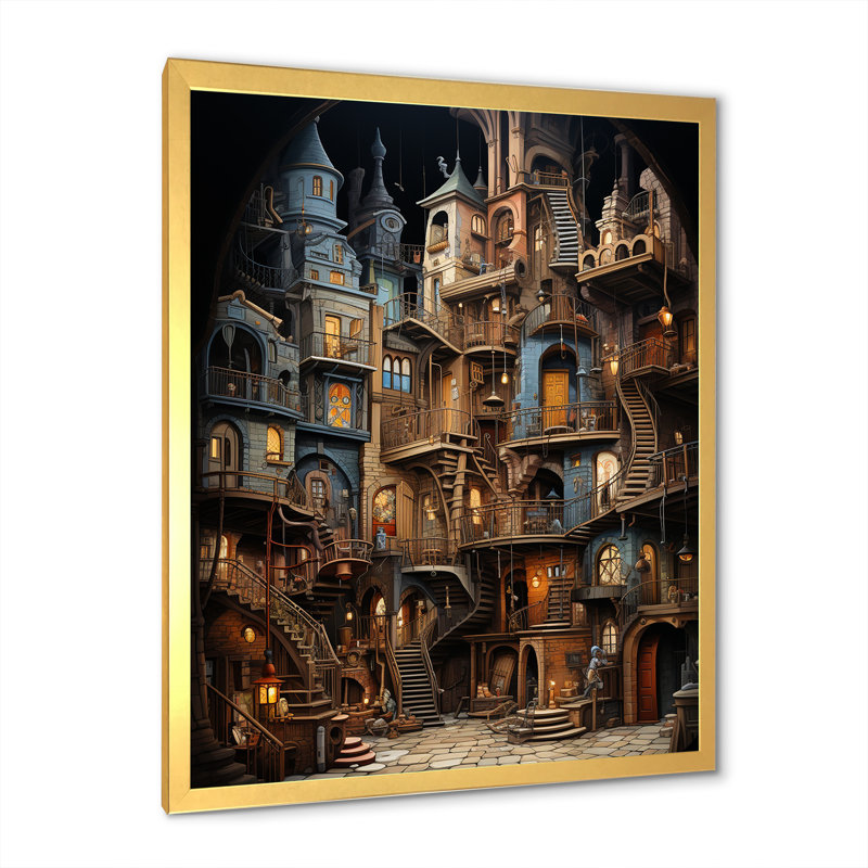 Dessin d'un théâtre mystique - Décoration murale théâtre, Encadrement doré, H 40 po x l 30 po