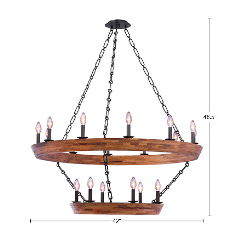 Lustre Lansdale 18 LT en fer noir Kalco