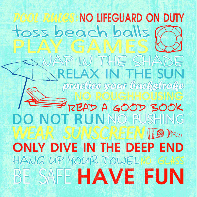 Pool Rules - Impression sur toile tendue, H 36 po x l 36 po