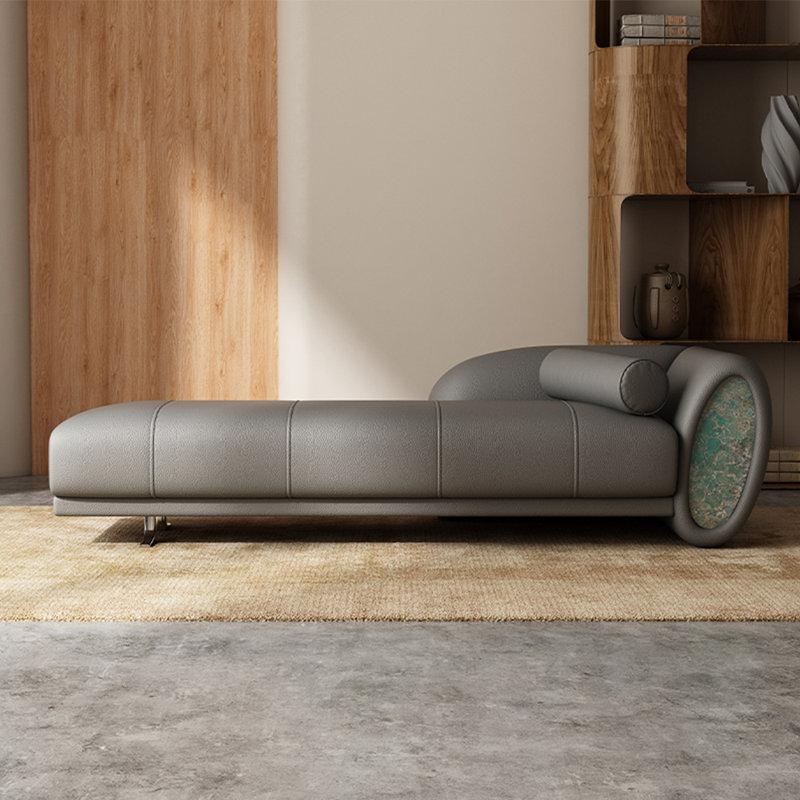 Chaise longue créative, confortable et décontractée, Gris, Orienté à droite