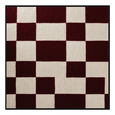 Machine Washable Checkered Red Area Rug