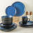 Stone Lain Albie Stoneware 16 Piece Dinnerware Set, Service for 4, Blue & Black