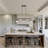 3-Light Linear Kitchen Island Pendant with Textured Water Glass Shades and Adjustable Rod