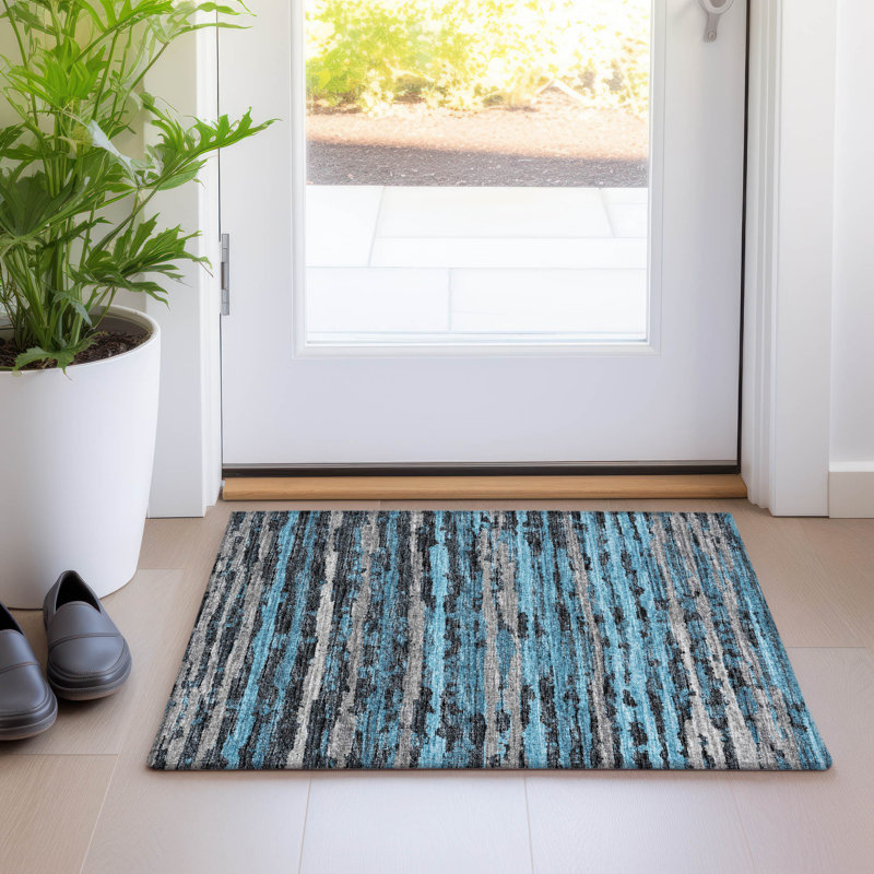 Premium Machine Washable Freixa AMF75 Peacock Rug, Rectangle 1'8" x 2'6"