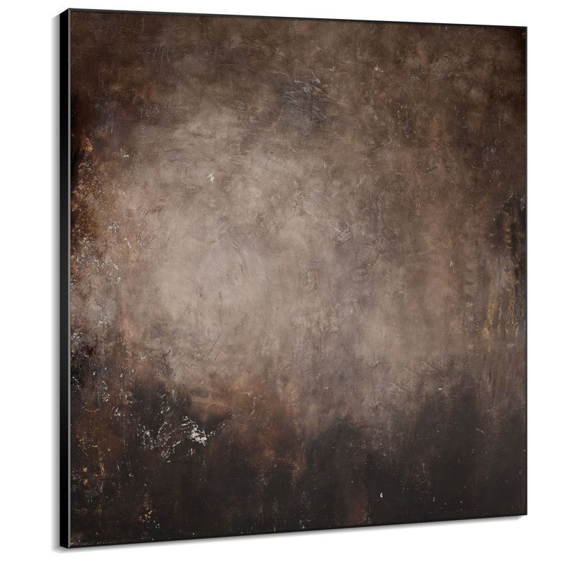 Art mural encadré abstrait brun foncé abstrait rustique, H 36 po x l 36 po
