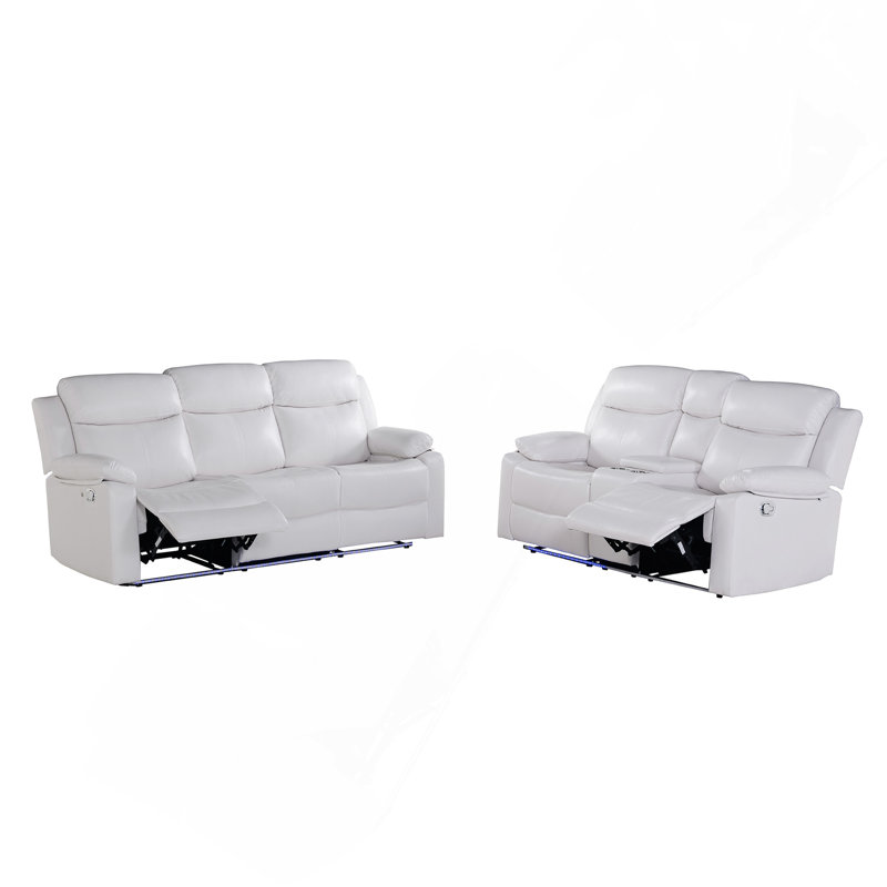 White Reclining Sofa featuring LED Lights