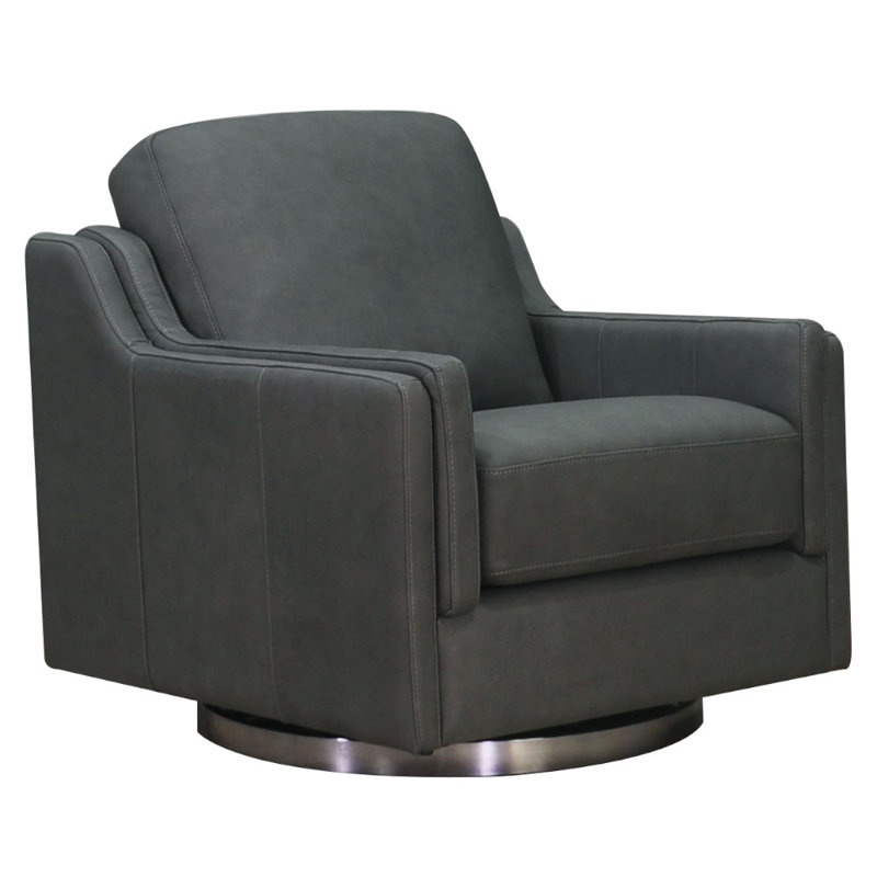 Fauteuil pivotant en cuir fleur Dianet, Cuir véritable gris anthracite Bella