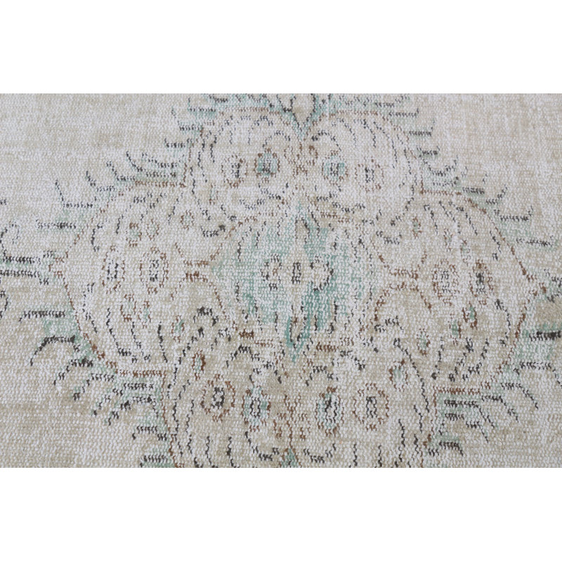 Tapis traditionnel turc en laine pour la salle à manger avec beige rustique et tons de rouille