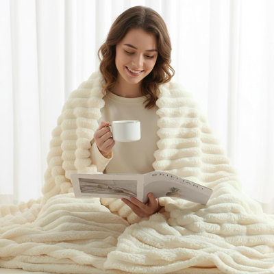Lightweight Striped—300GSM Soft Fleece Throw Blanket, Decorative & Giftable Striped Blanket For Sofa, Bed, Couch And AC Room.