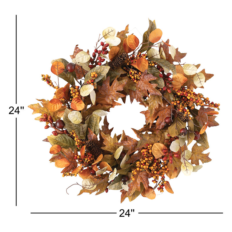 Faux Mixed Assortment Polyester 24'' Wreath