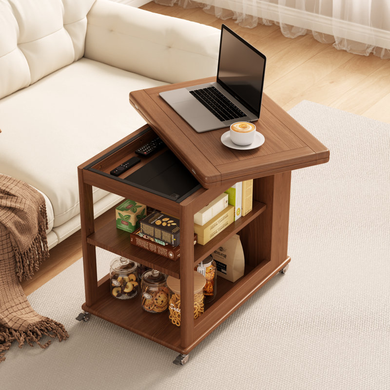 Table basse à roulettes extensible Soild, Brun