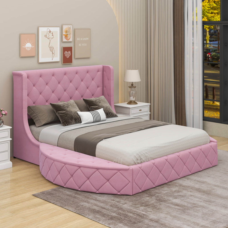 Arenberg Upholstered Queen Storage Bed, Pink