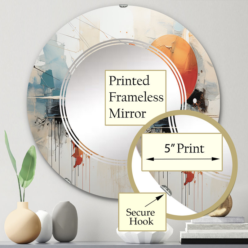 Miroir mural Teal Orange Bold Energy III, 24 po x 24 po