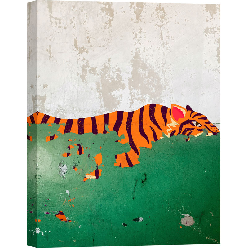 Plaster Tiger 1 Piece Wrapped Canvas Painting, 100cm H x 70cm W x 4cm D