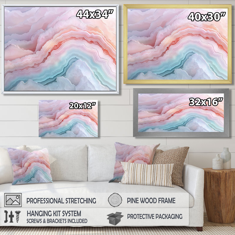 Agate Dream River II - pierre géode, art mural, H 16 po x l 32 po, Toile tendue, Ne s’applique pas