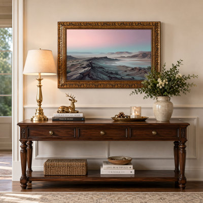Art mural en toile noyer doré encadré pour le salon, la chambre à coucher, le bureau ou le vestibule - Décoration murale décorative avec paysage désertique