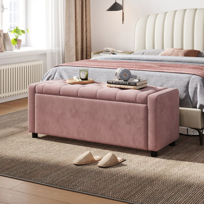 Banc de rangement rembourré en velours