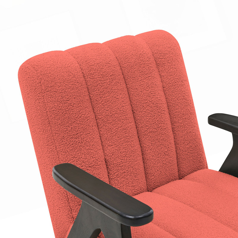 Fauteuil d'appoint moderne en sherpa, Corail