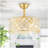 18'' Crystal Cage Ceiling Fan With Remote Control ,Quiet  Motor Fan Light ,, Indoor Crystal Chandelier Ceiling Fan For Bedroom, Living room, Dinning Room, Kids Room--Gold (bulbs not included.)