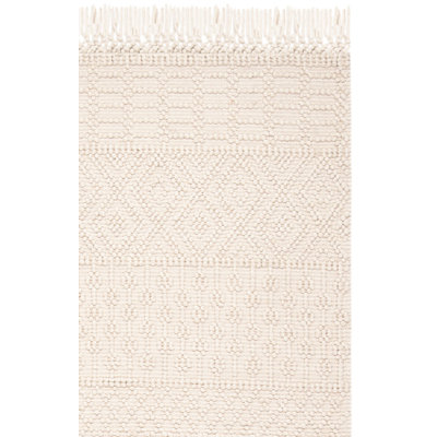 Tapis ivoire en laine tissé à la main Aldeline