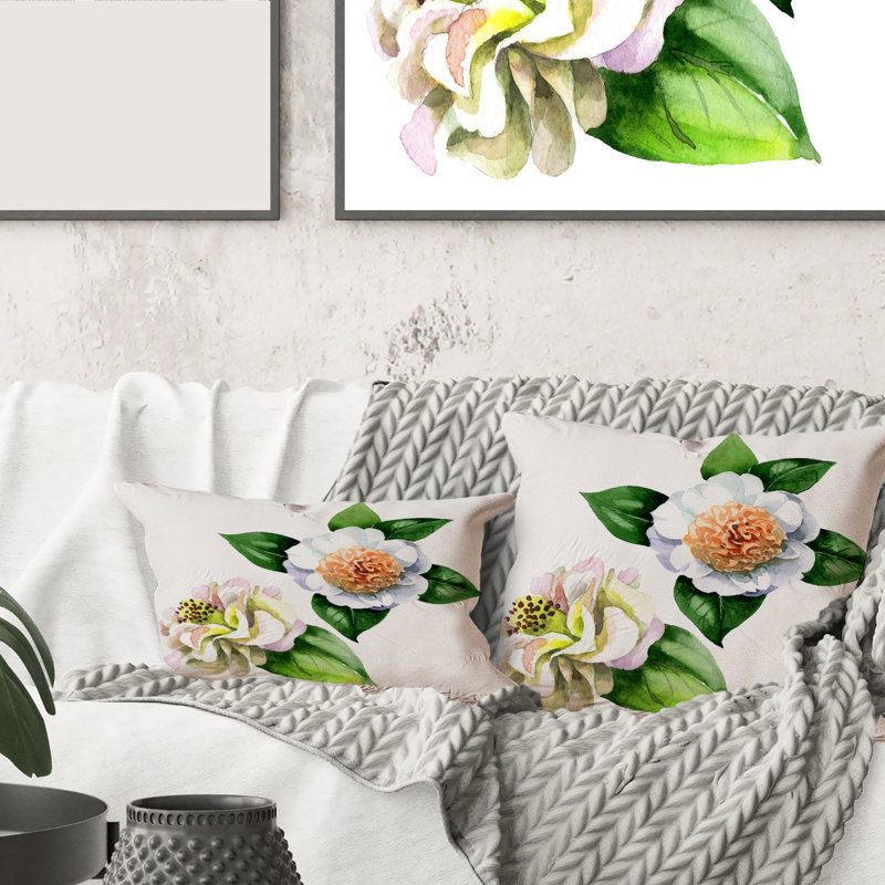 Housse et insert de coussin carré Camellia, 18" x 18"