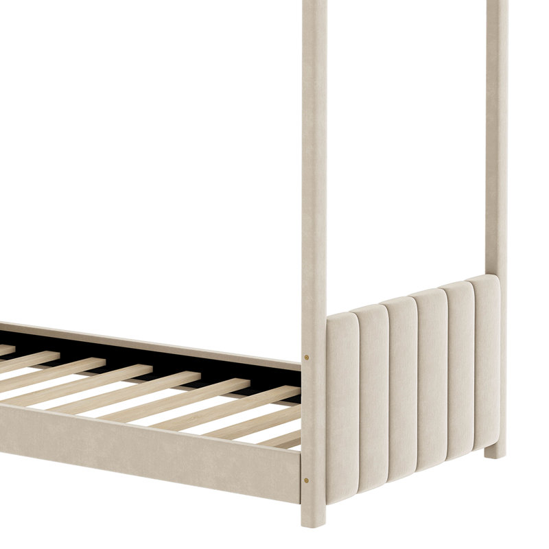 Lit en bois Searsboro, Simple, Beige