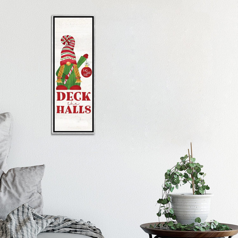 «Gnome for Christmas Sentiment vertical I-Deck the Halls» par Tara Reed - impression, H 36 po x l 12 po x P 1,5 po
