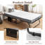 Lit pliant avec matelas, lit pliable portatif avec housse de rangement, lit escamotable pour adultes avec matelas en mousse à mémoire de forme et structure en métal, lit d'invité sur roulettes