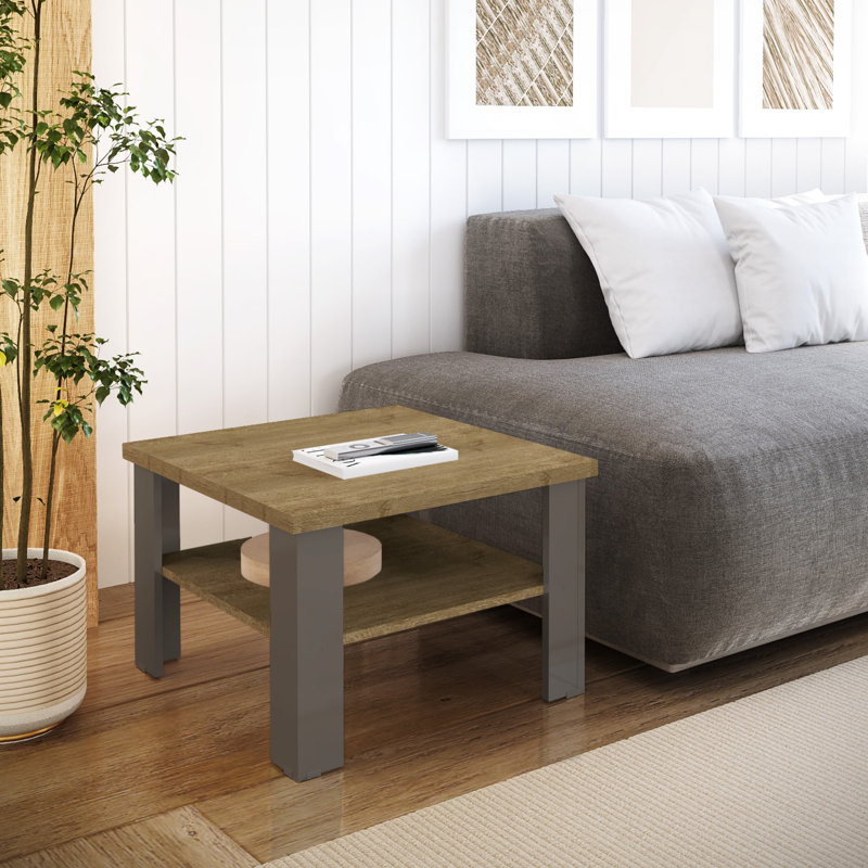 Table de bout blanche 36 po, Brun, Naturel