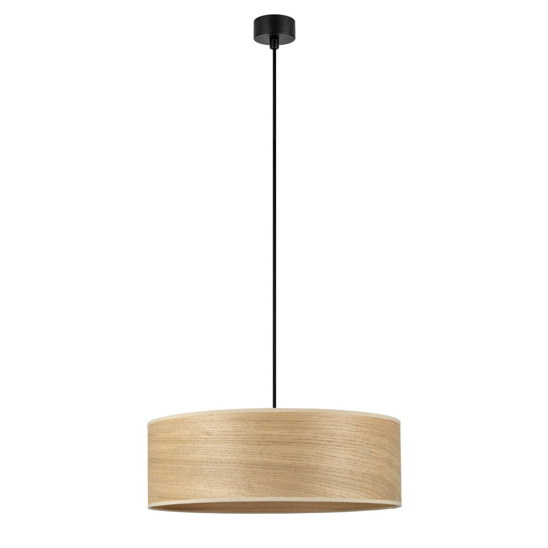 Tsuri 1 - Light Black Drum Pendant, Oak