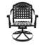 8 repas: 9 fonte d'aluminium avec chaises pivotantes et table rectangulaire, structure noire, coussins, sièges ergonomiques 8 noirs, résistance aux hautes températures, coussins de siège élégants