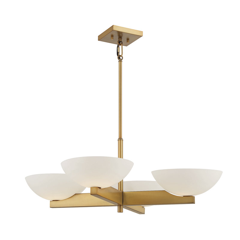 Lustre à 4 lumières en laiton, Laiton