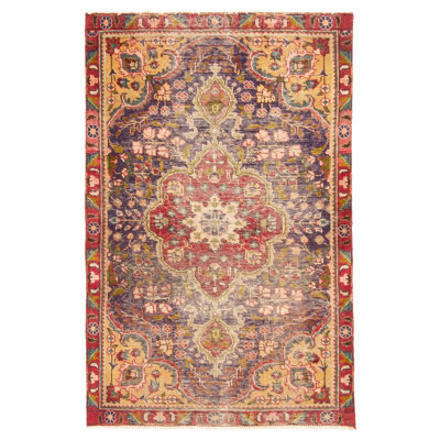 Tapis indigo rétro Antalya 3 pi 1 po x 4 pi 9 po