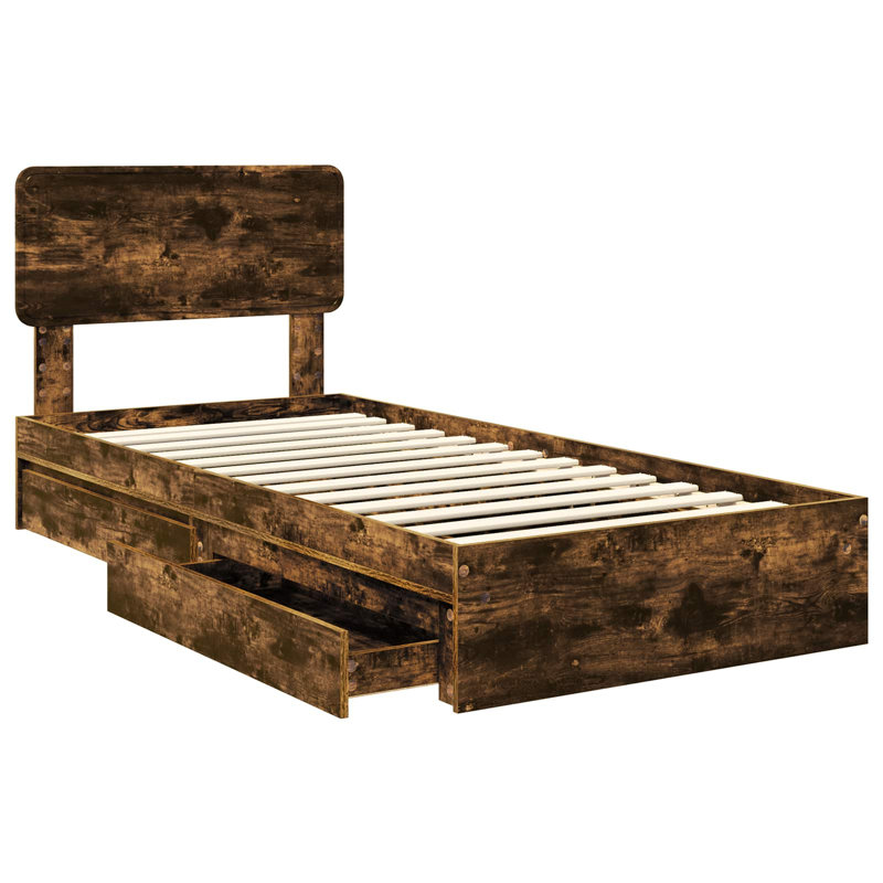 Bed, Smoked Oak, European Single (90 x 200 cm)
