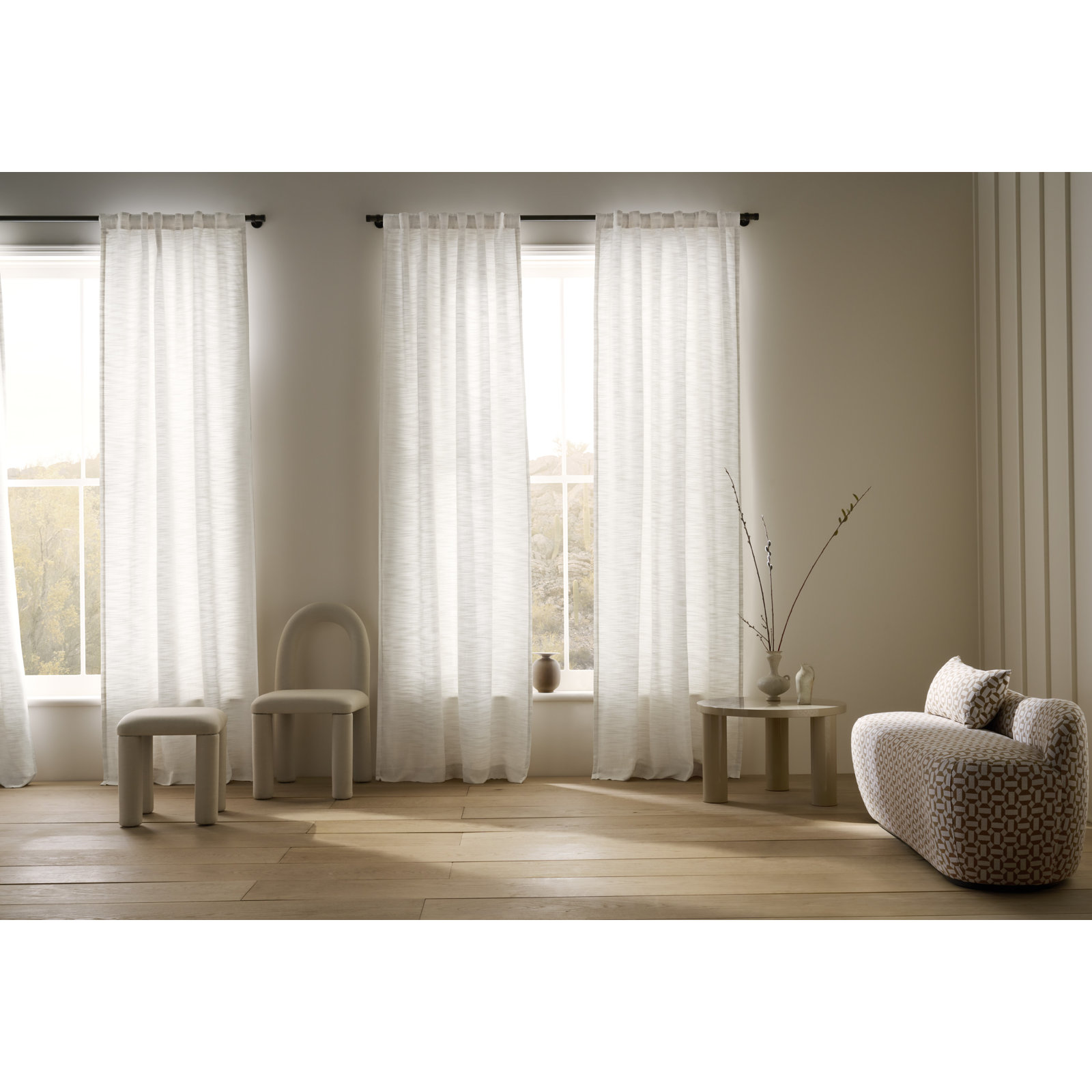 Tecoma Room Darkening Curtain, White, 50" W x 108" L