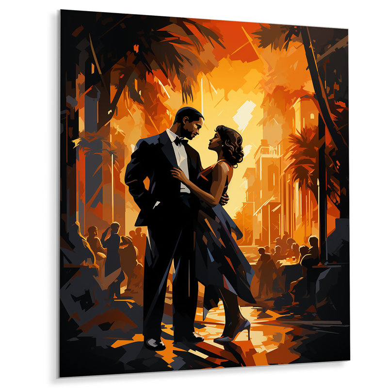 Jaune et noir Harlem Renaissance Jazz Couple - art mural Harlem Renaissance en métal, H 32 po x l 24 po x P 1 po