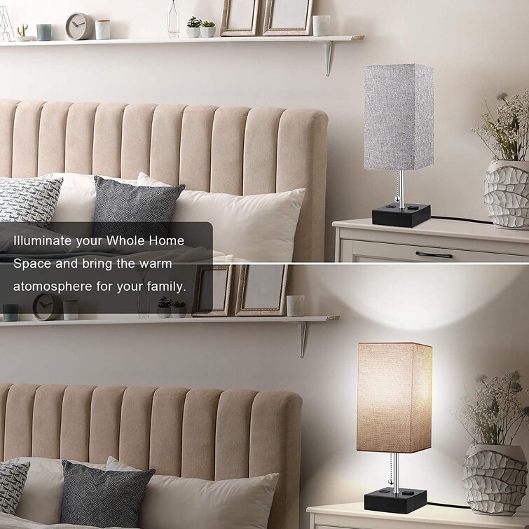 Ebern Designs Lampe de chevet à température 3 couleurs avec port