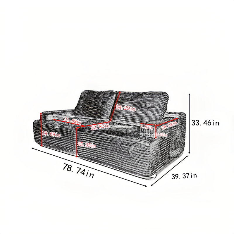 Modern Minimalist Grey Double Seat Compression Sofa Reception Sets