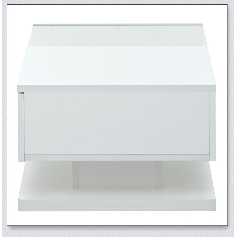 Table basse, table basse haut de gamme en bois massif avec tablette de rangement et plateau de table ouvert