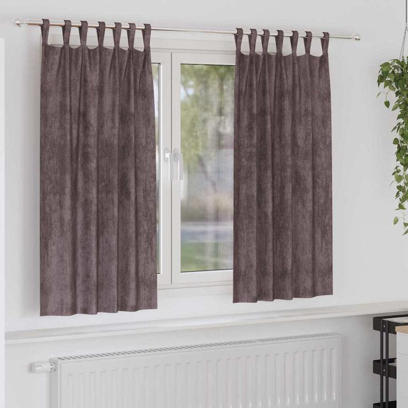 Alithia Velvet Room Darkening Curtain Pair, 140cm Width x 175cm Drop, Brown