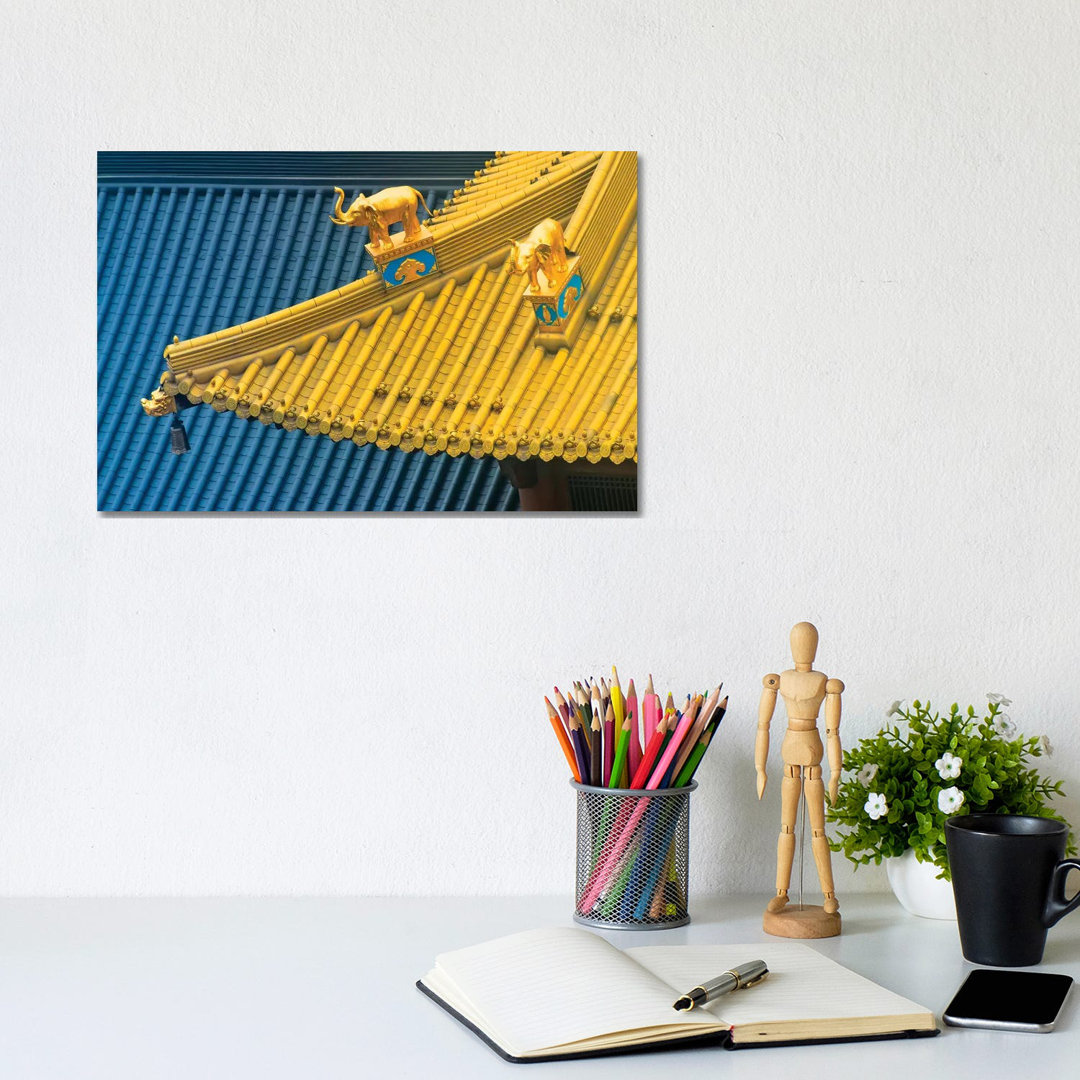 Architectural Details Of Jing'an Temple, Shanghai, China by Keren Su - Wrapped Canvas Gallery-Wrapped Canvas Giclée