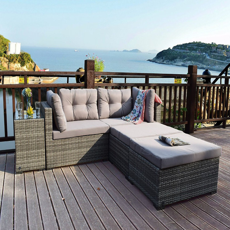4 - Person Wicker Patio Dining Set with Square Table