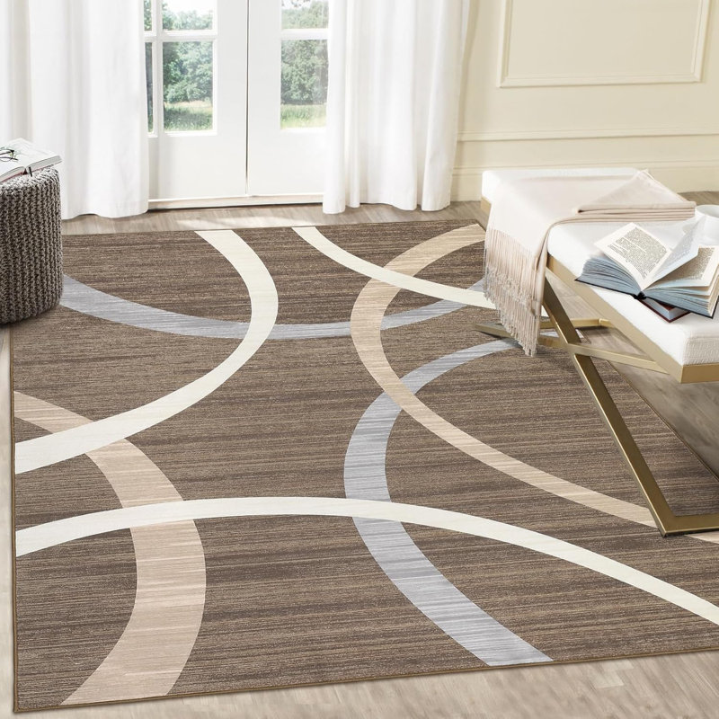 Washable   Rug, Modern Hallway Rug, Non-Slip, Low Pile,  Thin Accent Rug for Kitchen, Bathroom, Bedroom, Grey.