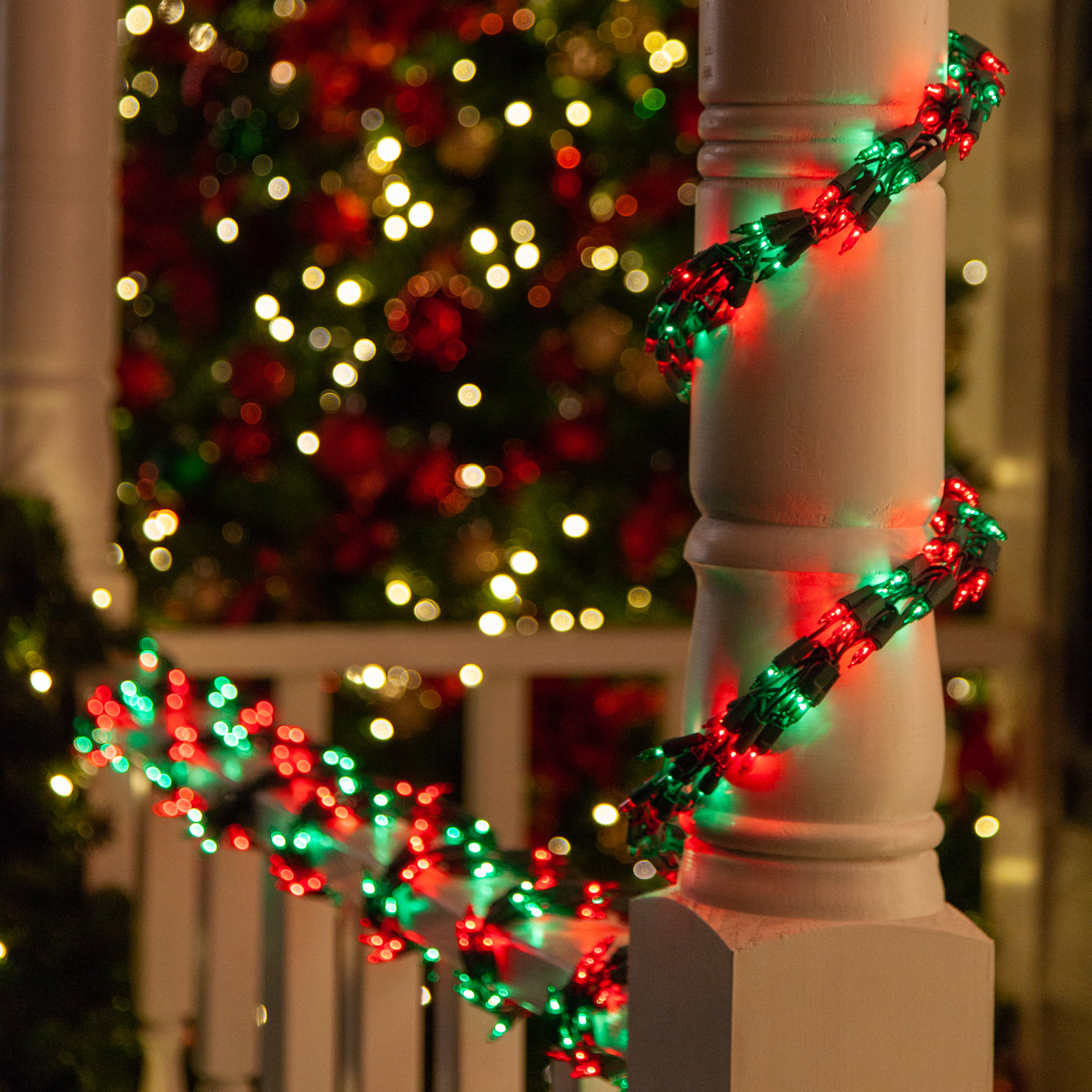 300-Light Garland Glass String Lights, Red and Green