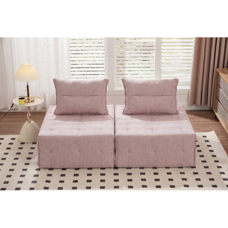 Canapé modulaire à assise profonde avec dossier réglable - canapé compressible en chenille de 39,37 po pour le salon, la chambre à coucher, le salon (2 pièces), noir.