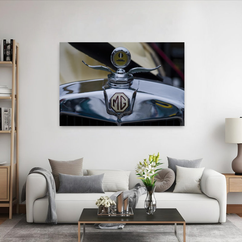 Close-up of the logo of MG's car Culver City Los Angeles County California USA 1 Piece Wrapped Canvas Wall Art
