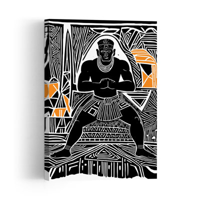 Powerful African Warrior Geometric Traditional Abstract Wall Art Print by Lembayung Senja Studio - Wrapped Canvas Print