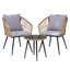 Ensemble bistro 3 pièces pour terrasse - Chaises de conversation modernes en osier avec table et coussins en verre-1495551750-1495551745