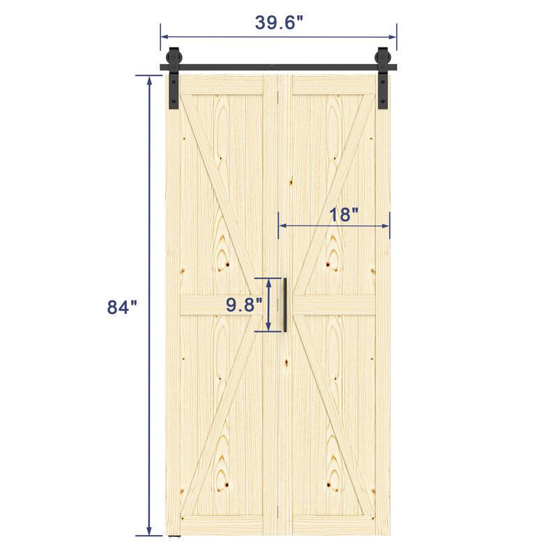 Porte pliante en pin massif avec ensemble de quincaillerie ROOMTETE - Porte intérieure pliante pré-assemblée, 36 po x 84 po
