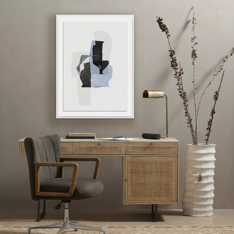 Monoprint 2 (Color Edit) Painting by Fox Studios, Rustic Walnut Framed, 32" H x 24" W x 1.5" D